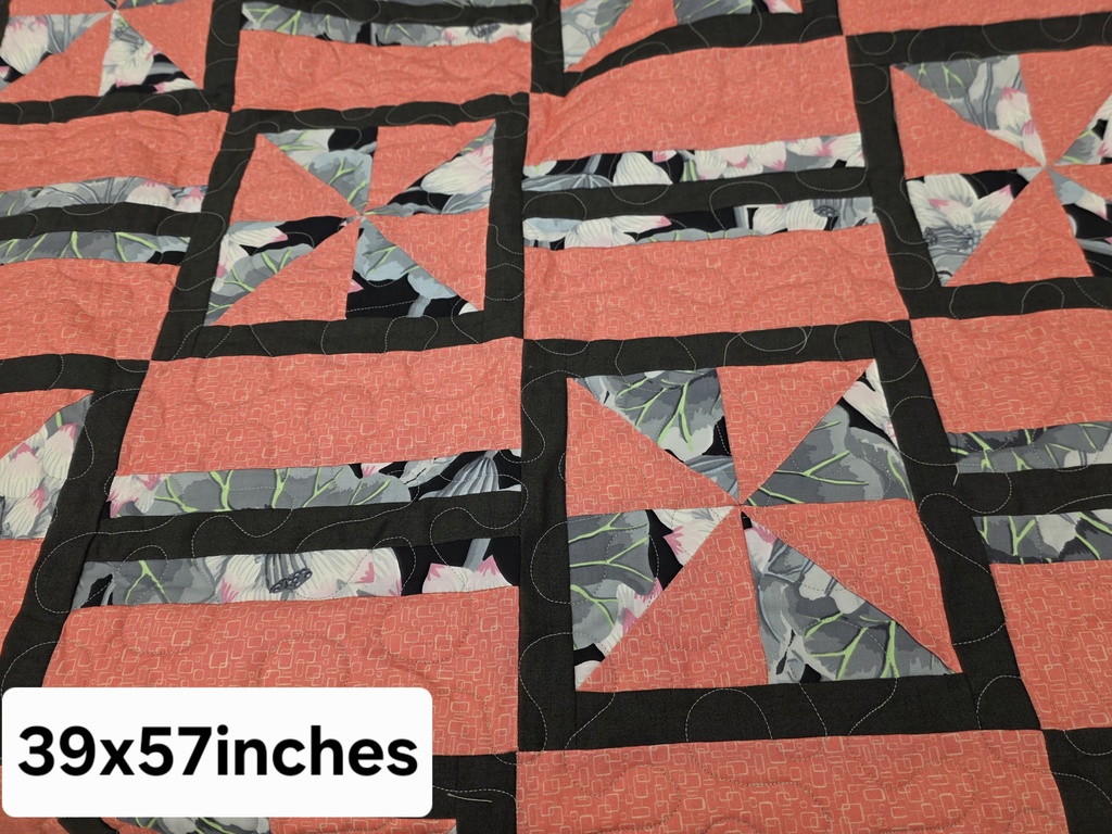 pink and black quilt