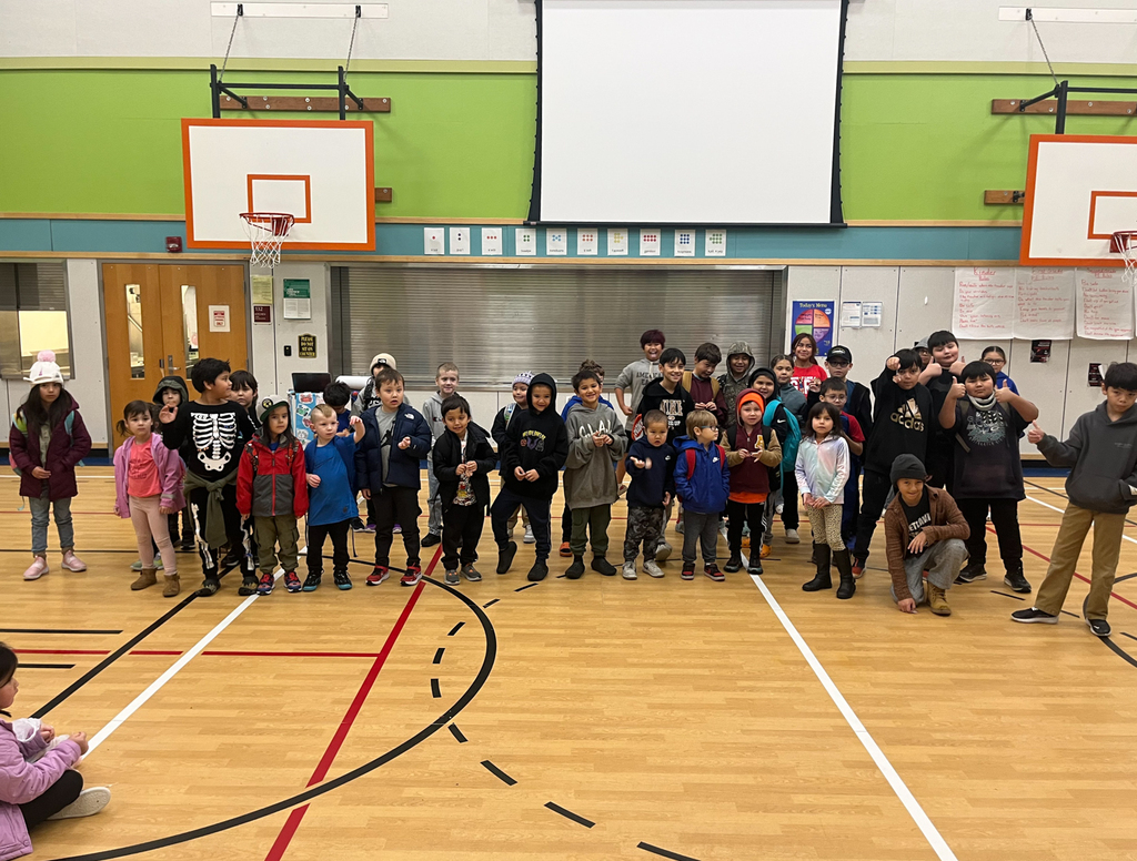 students standing in gym