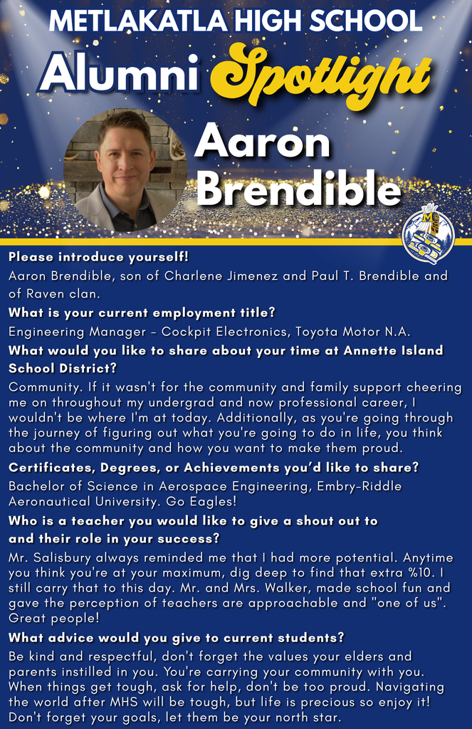 Aaron Brendible- graphic with text, smiling man with spotlights in background