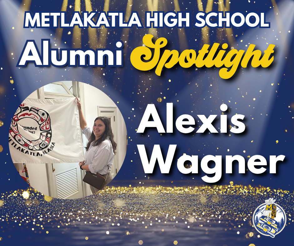 Alexis Wagner- graphic with text, image of smiling woman holding flag.