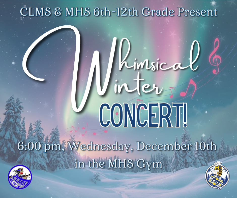 graphic with text, northern lights, snow