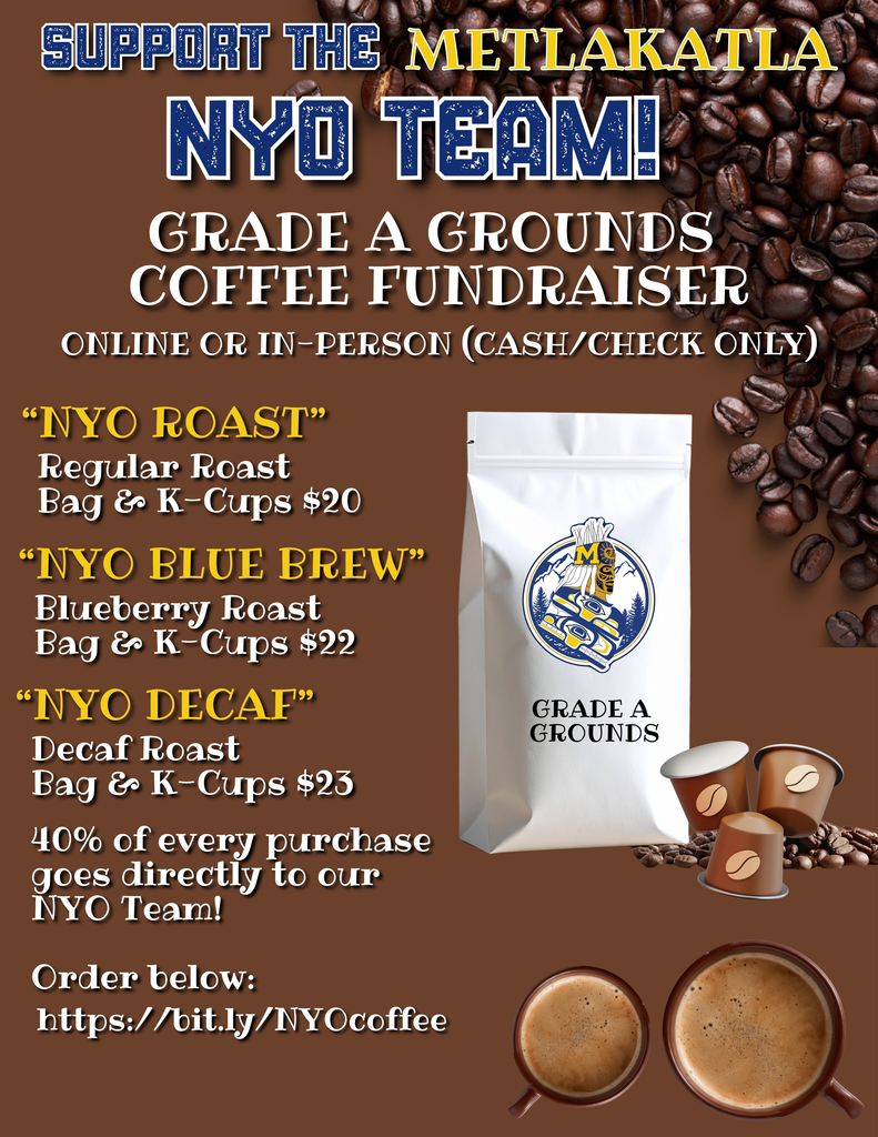 graphic with text, coffee fundraiser information