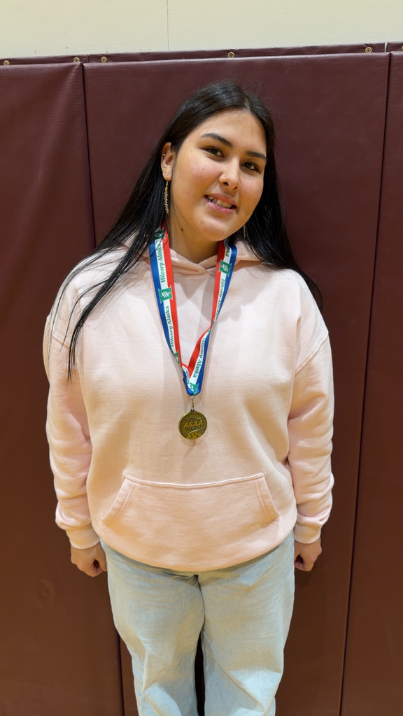student wearing medal