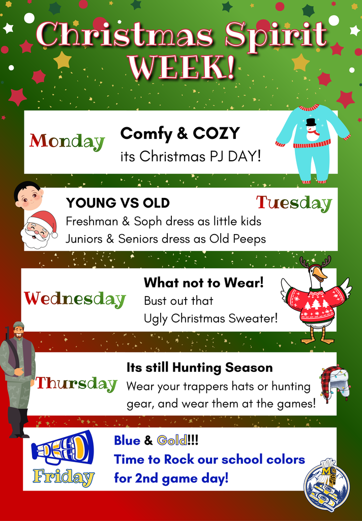 Winter Christmas Week - spirit week graphic with 