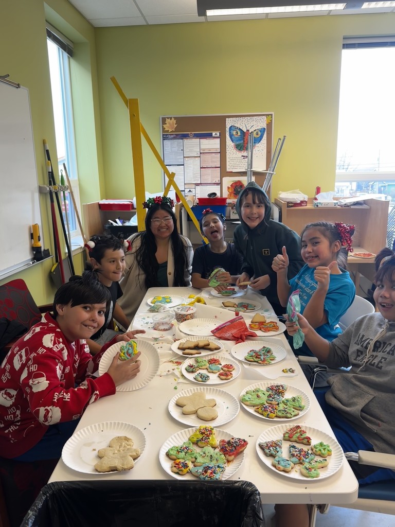 students making holiday cookies