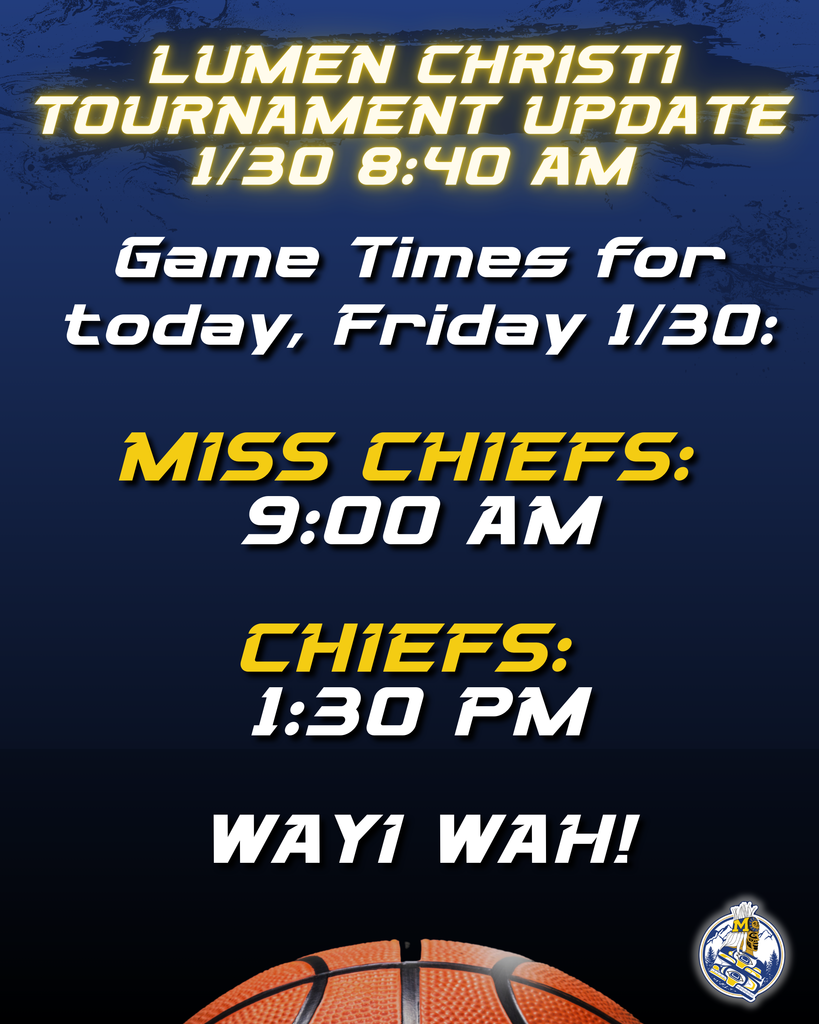 @ Lumen Christi 2026 graphic with text basketball