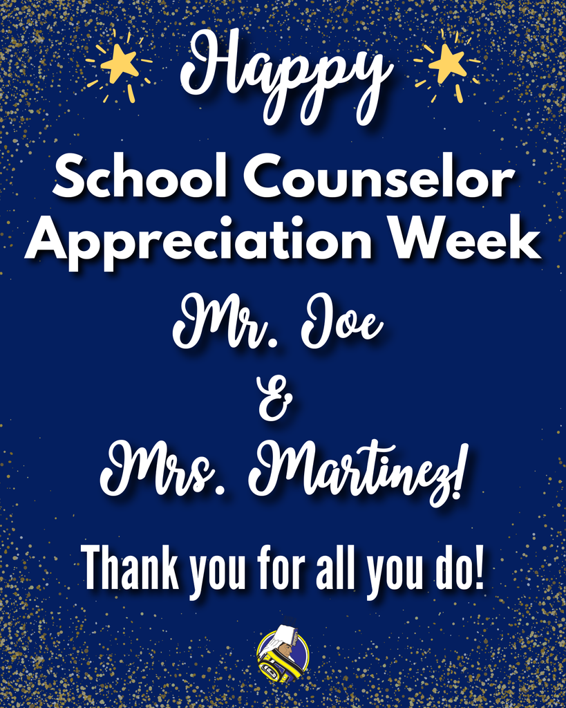 school counselor appreciation week graphic with text and glitter