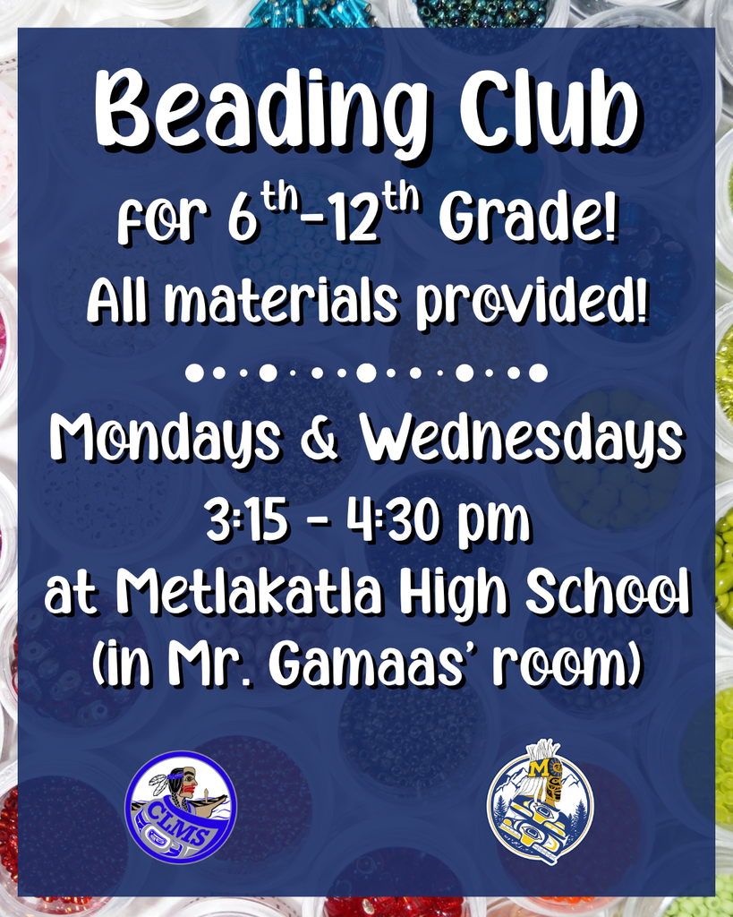 graphic with text, beading club information