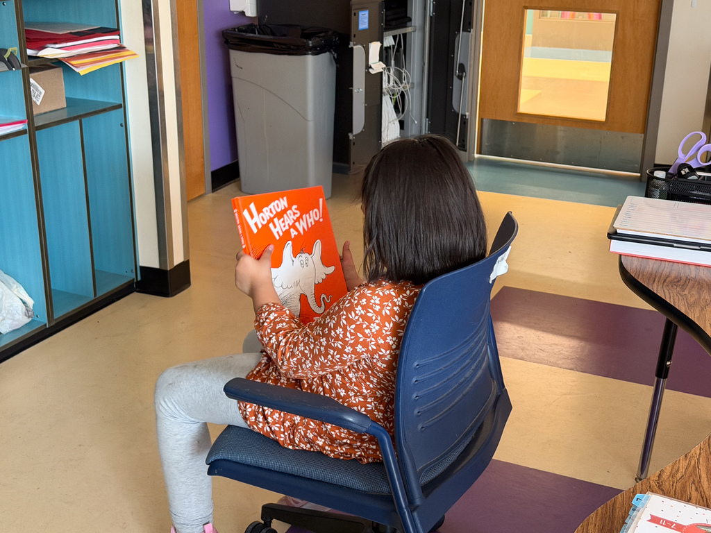 student reading in classroom