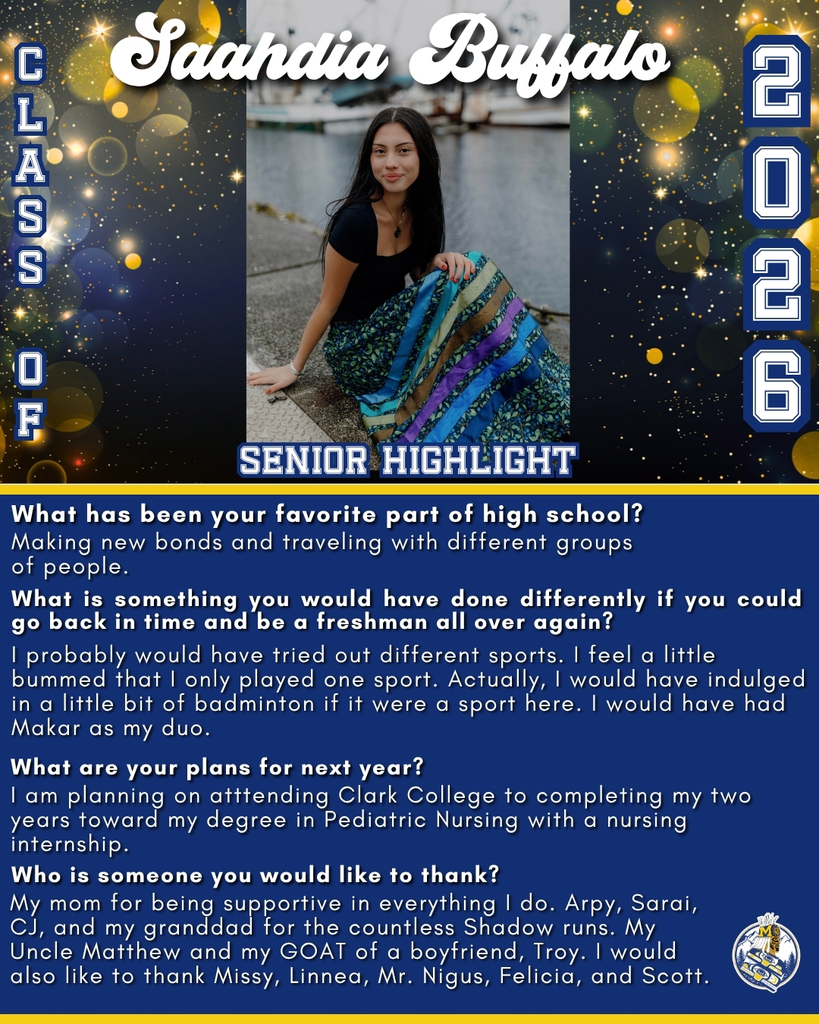 graphic with text, smiling student