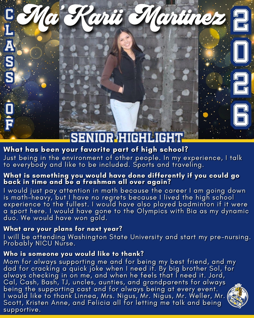 graphic with text, smiling student