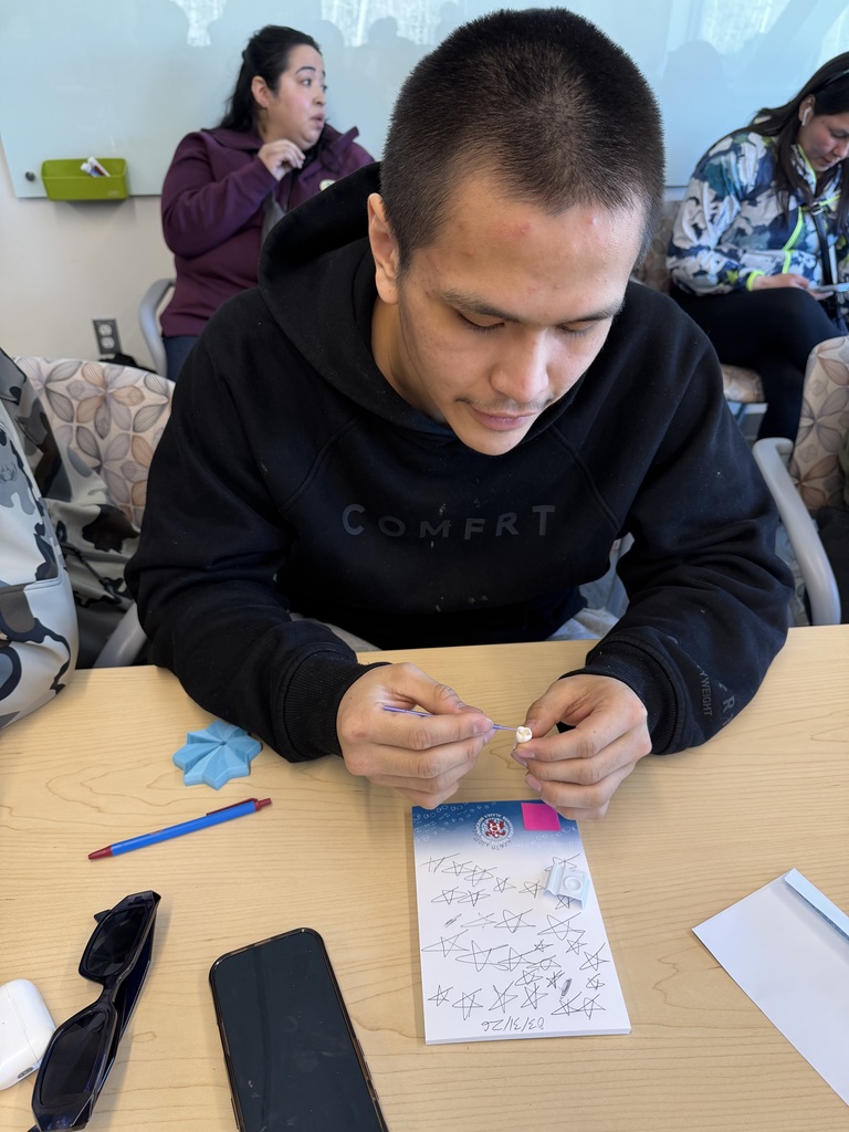 student working at a desk