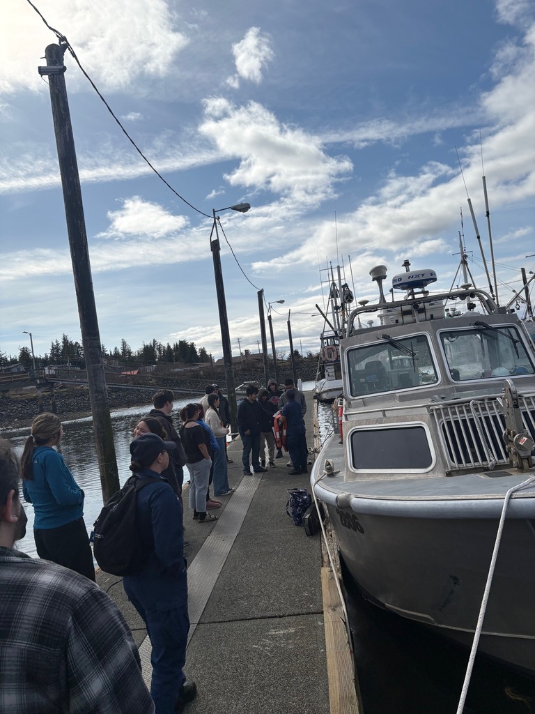 students on boardwalk