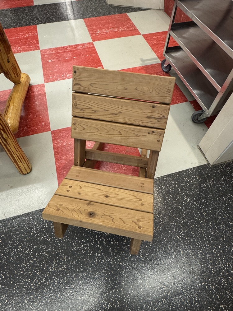 wooden chairs in a cafeteria
