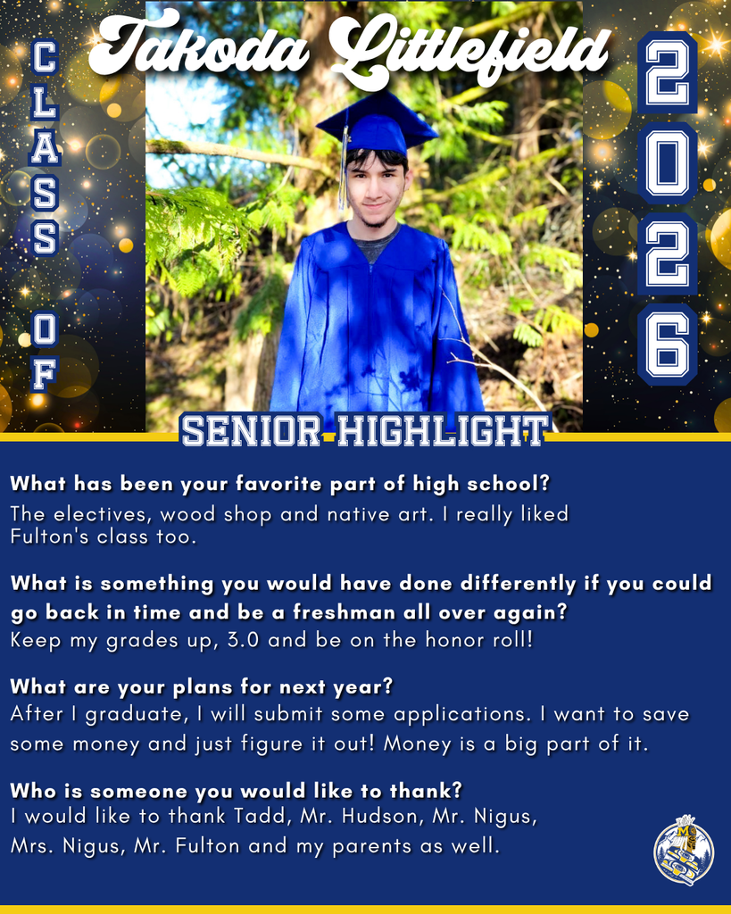 graphic with text, student in graduation cap and gown standing in forest.  