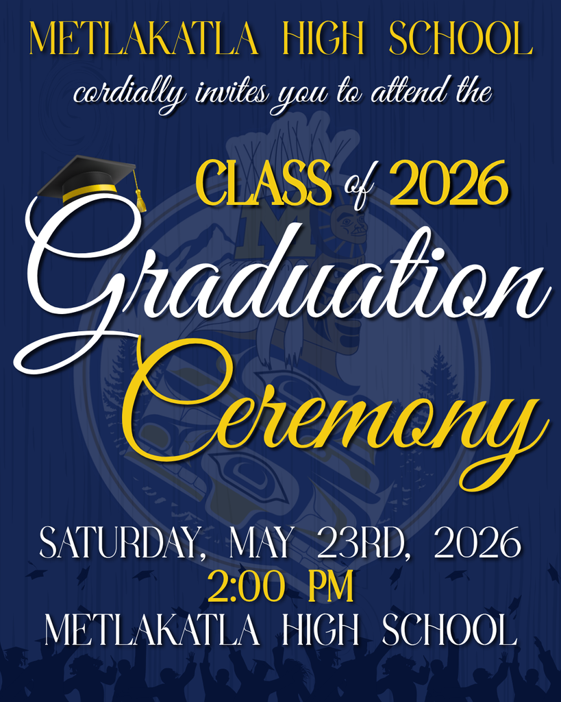 graphic with text, graduation ceremony information. Image of graduates tossing their caps