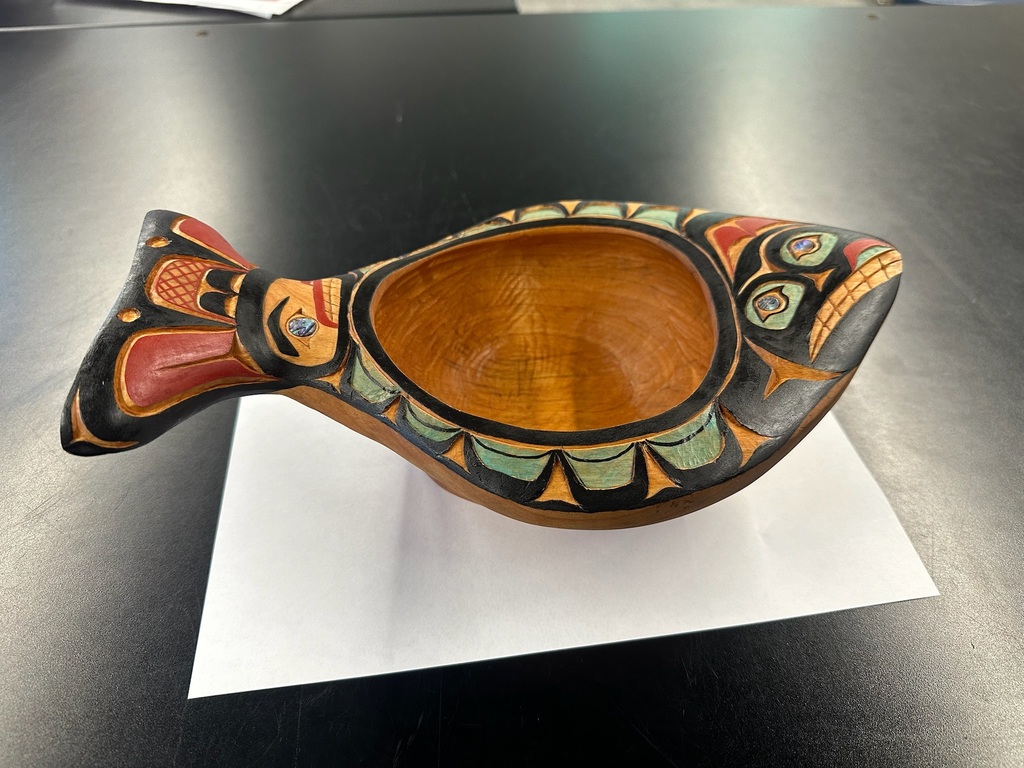 painted and carved halibut bowl