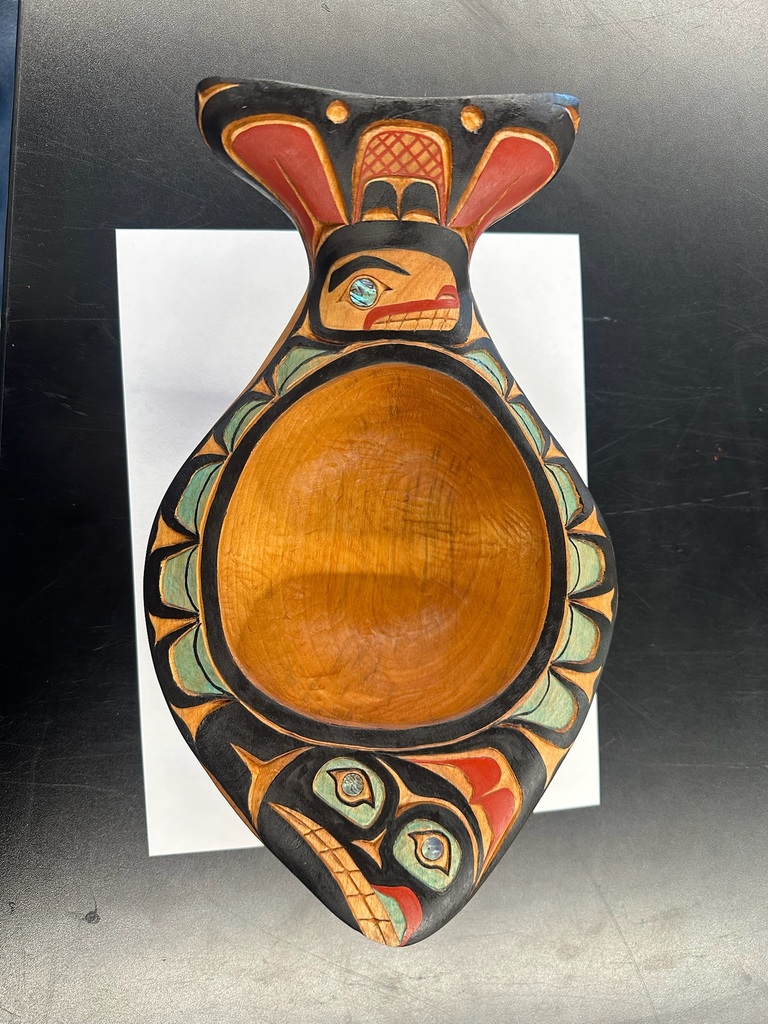 painted and carved halibut bowl