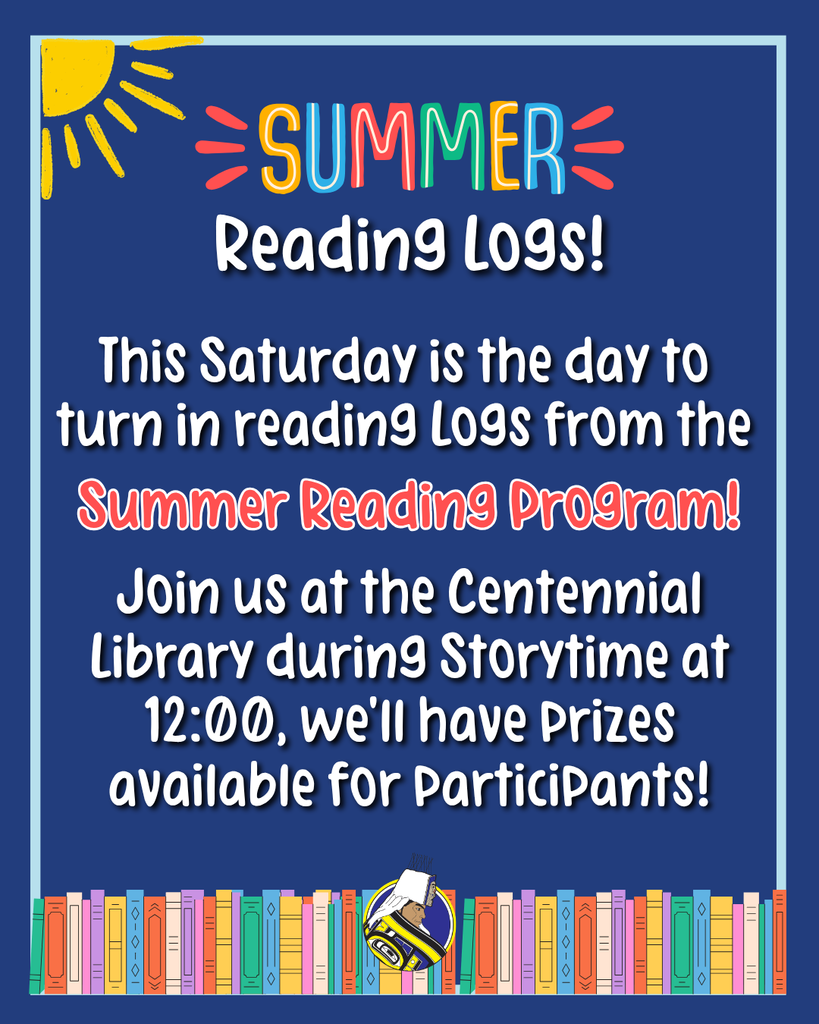 graphic with text, sunshine, and books