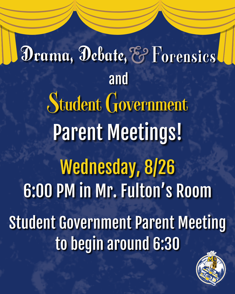 graphic with text, curtains, information about DDF and Student Government parent meetings