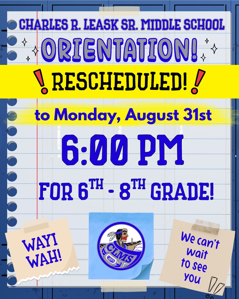 graphic with text, information about rescheduled to Monday 8/31
