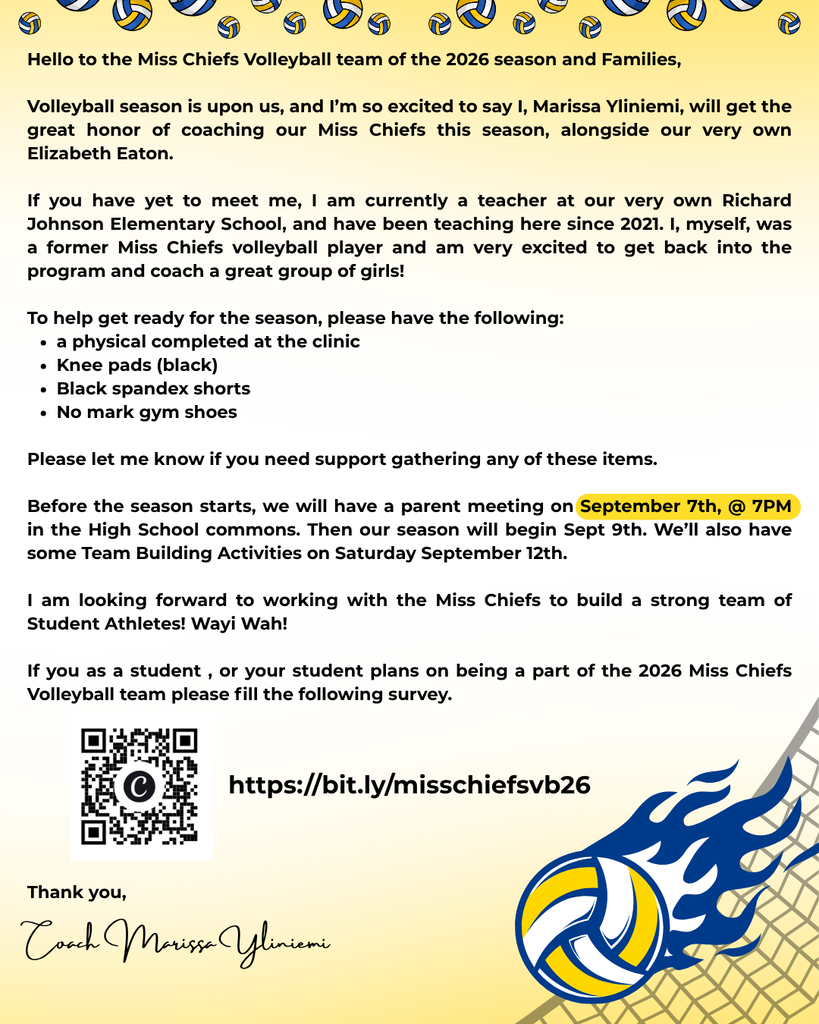 graphic with text, information about joining volleyball