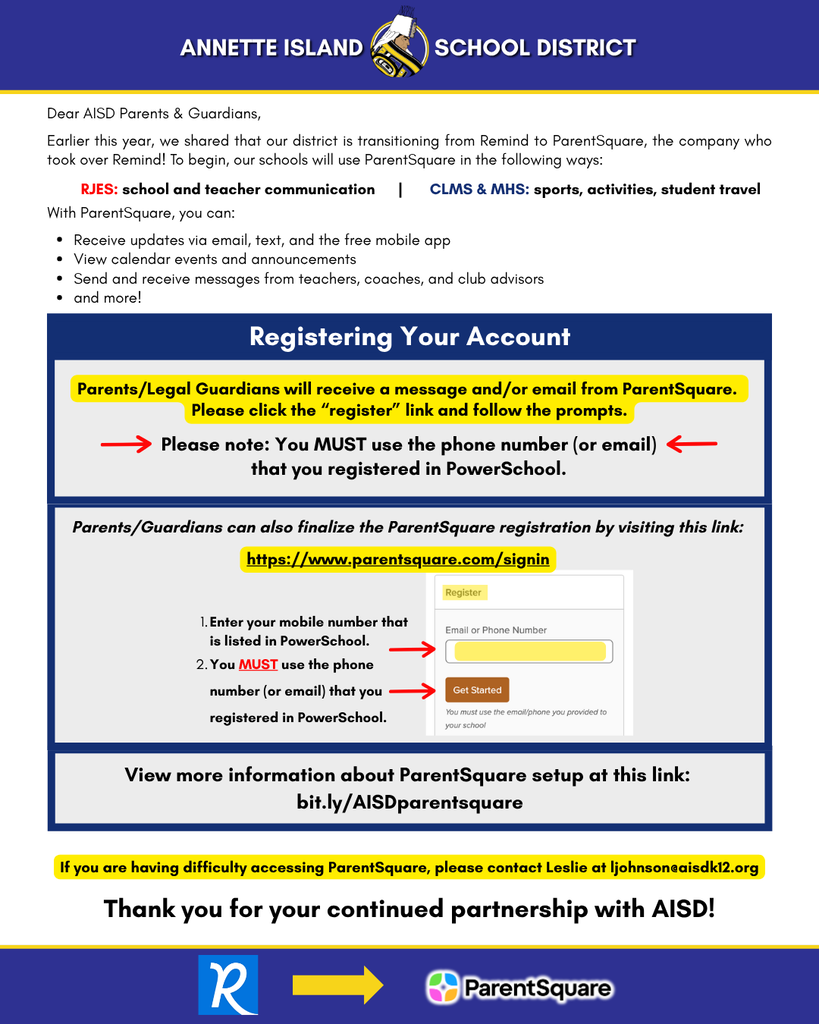 graphic with text, information about Parent square. Link to pdf in description