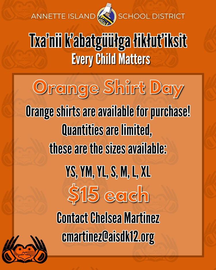 graphic with text, for line, orange shirt day T-shirt information