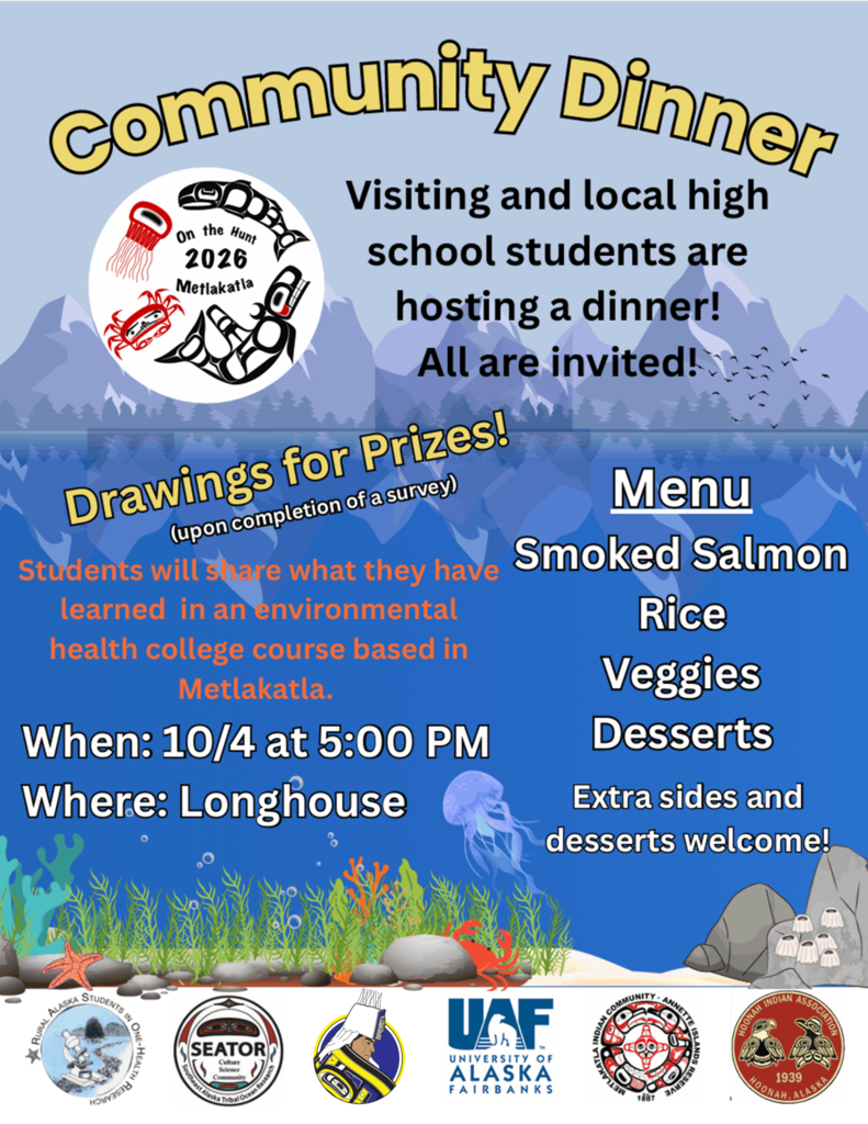 graphic with text, information about community dinner for RASOR