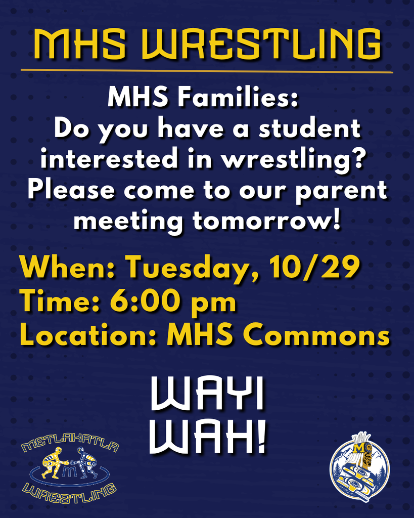 graphic with text, information about wrestling parent meeting