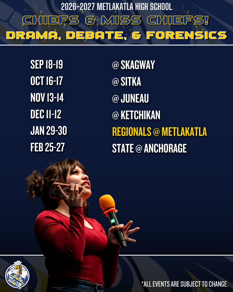 graphic with text, student acting holding a microphone