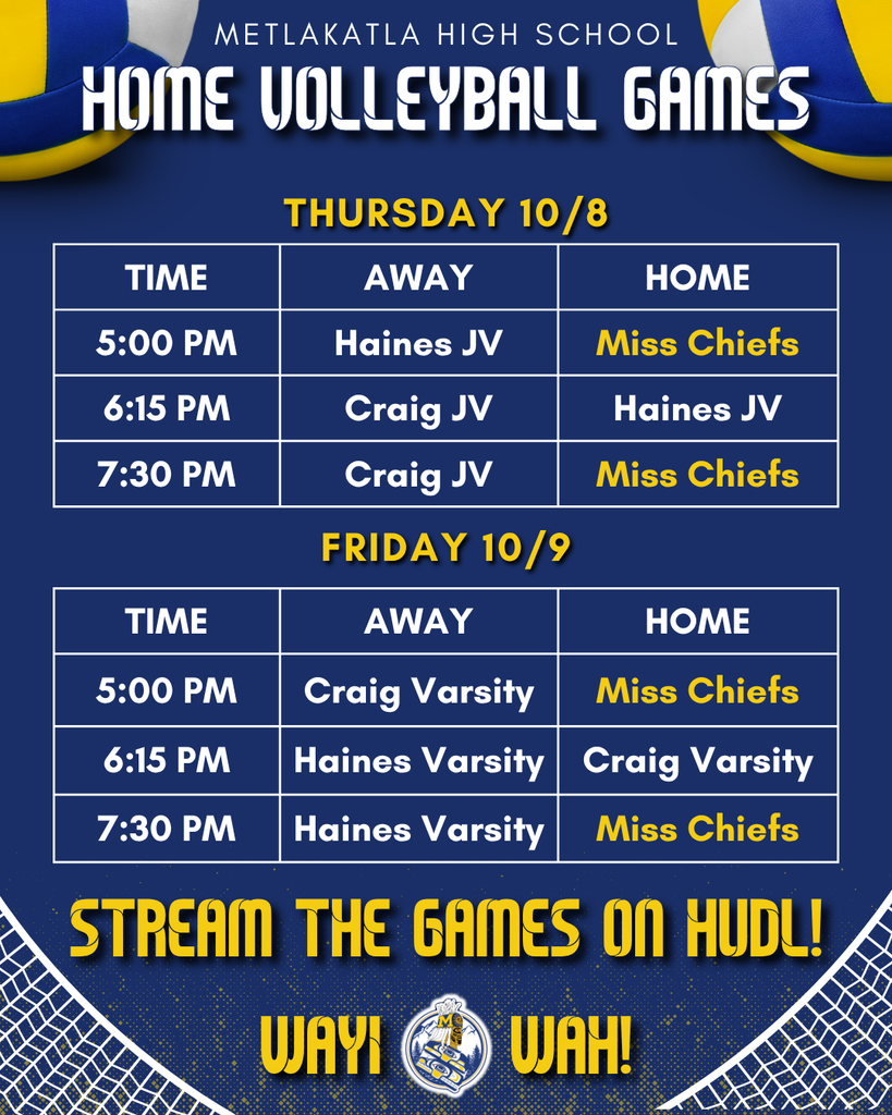 graphic with text, volleyball schedules for Thursday, Friday