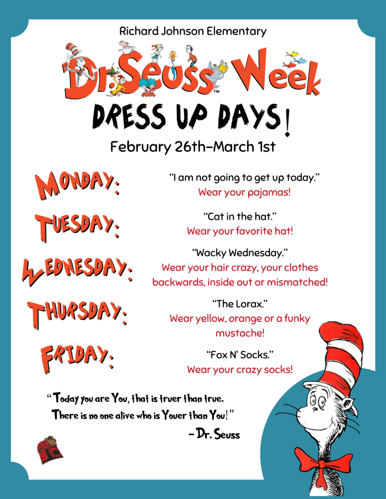 graphic with dr seuss and dress up days