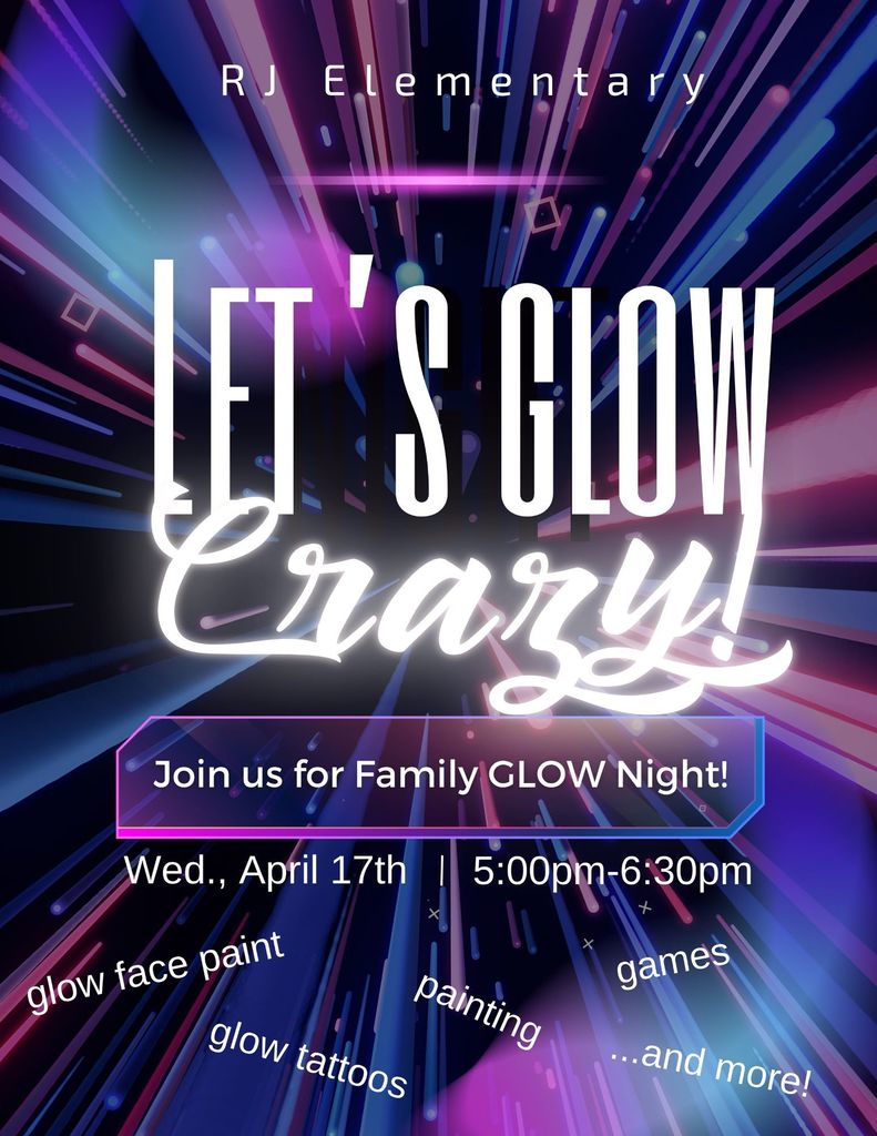 let's glow crazy flyer with lasers and text