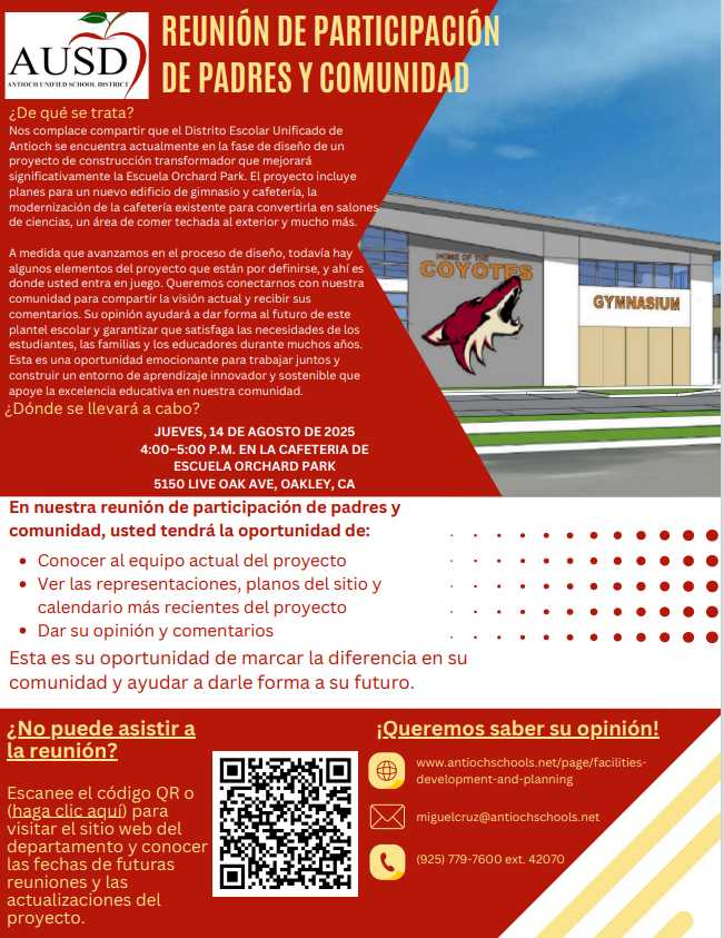 Community Meeting flyer Spanish