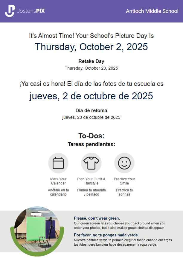 AMS Picture Day is coming!