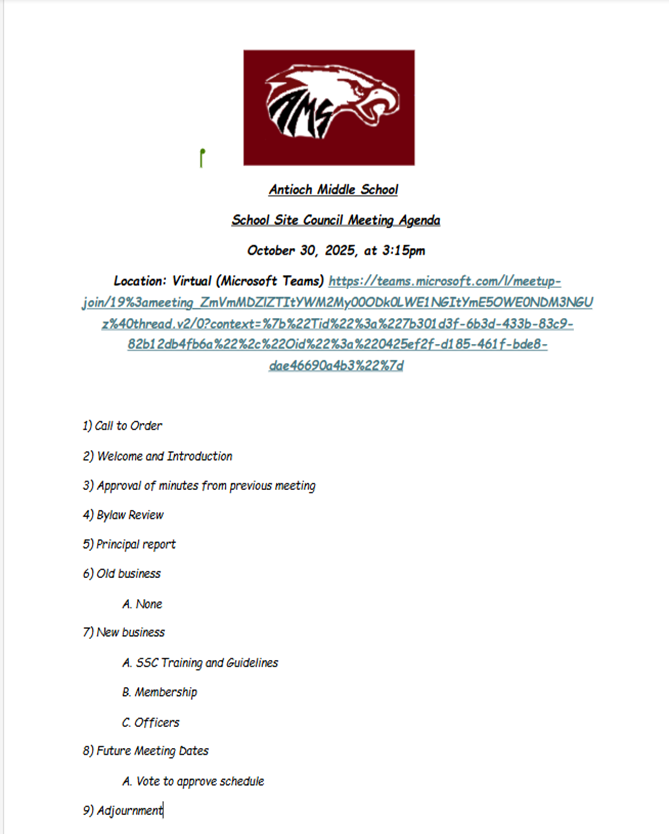 2025-2026 AMS SSC Meeting on 10/30 @ 3:15 via TEAMS