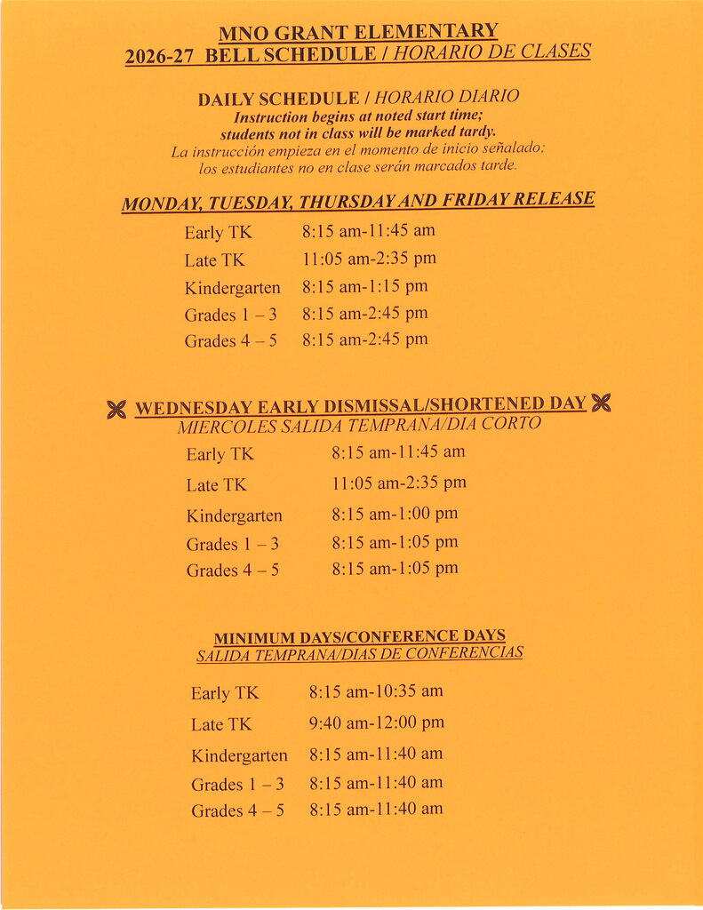26.27 Bell Schedule