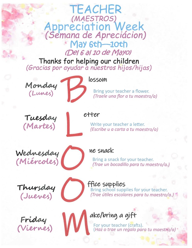 May 24 Teacher Appreciation Week
