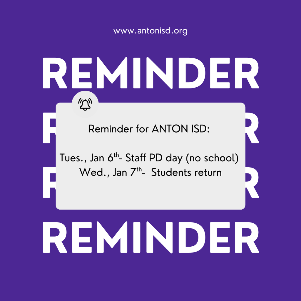 Reminder for return to school