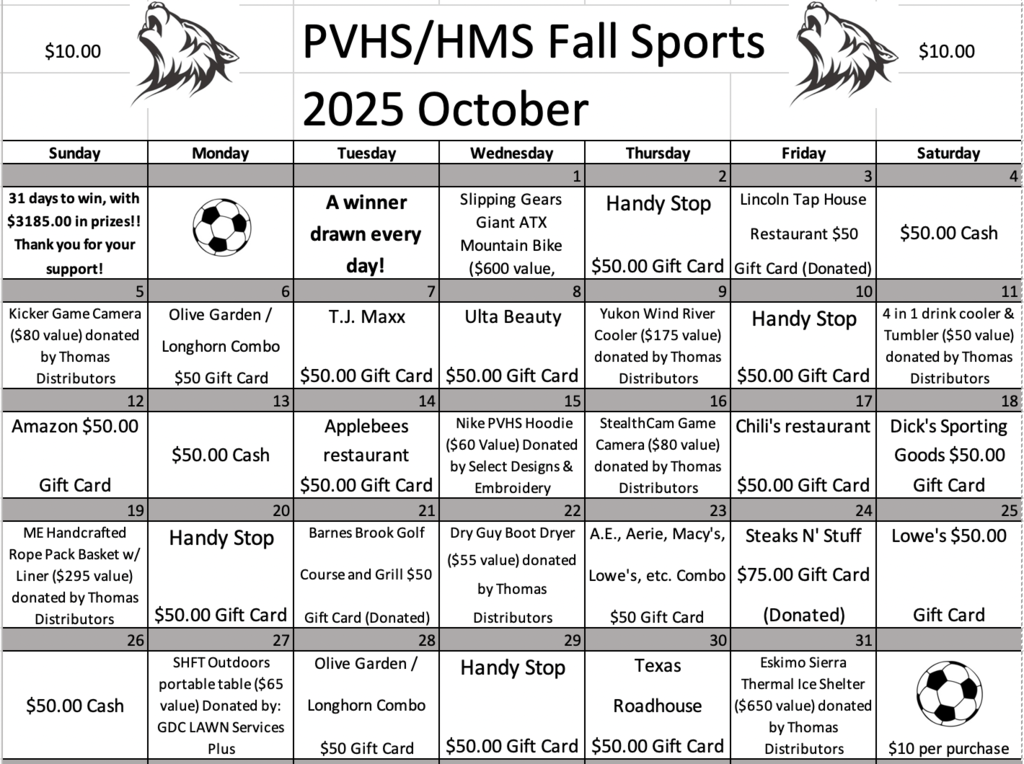 2025 Calendar Prizes