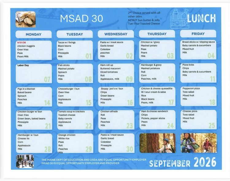 lunch menu