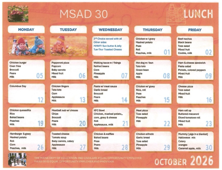 Oct menu