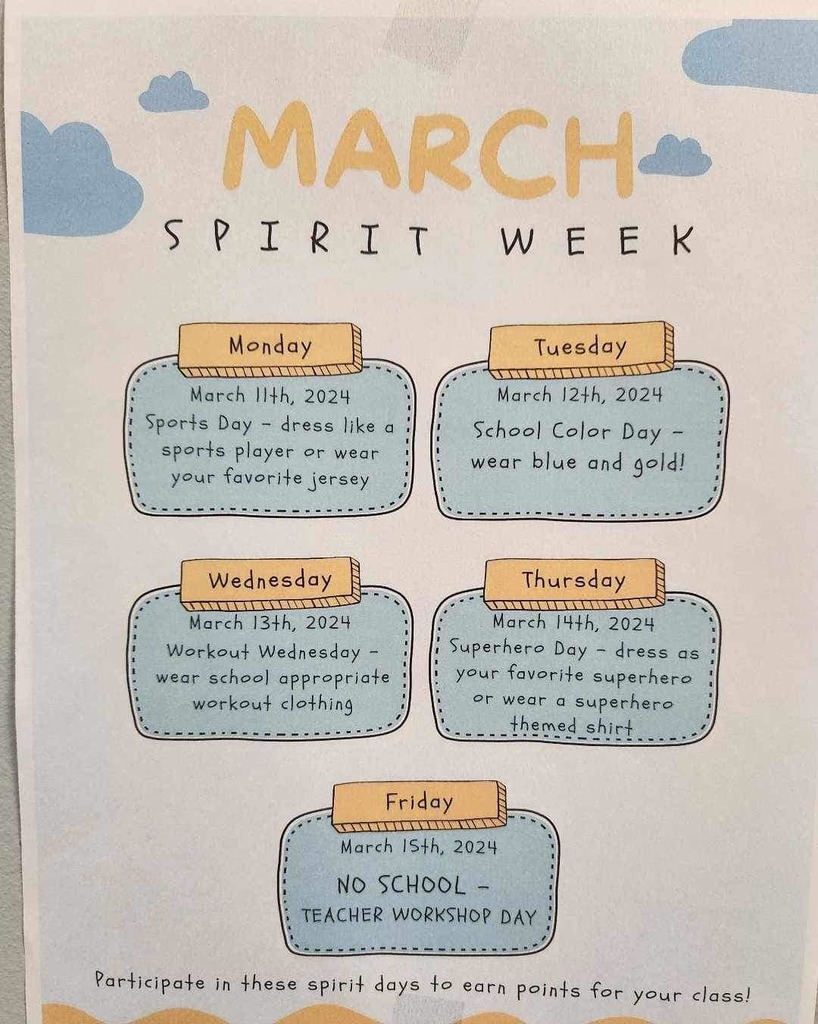 March Spirit Week Poster