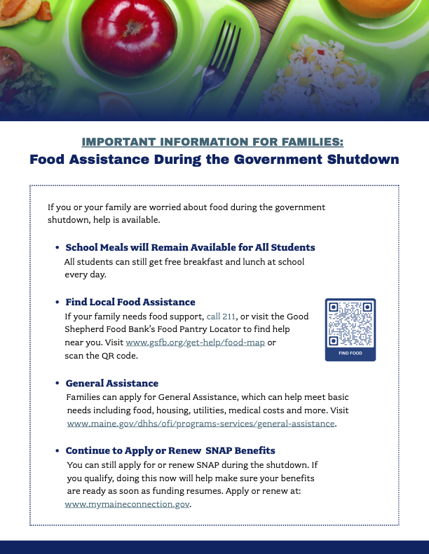 Flyer about food assistance