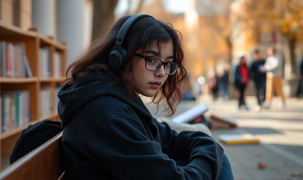 Student with headphones