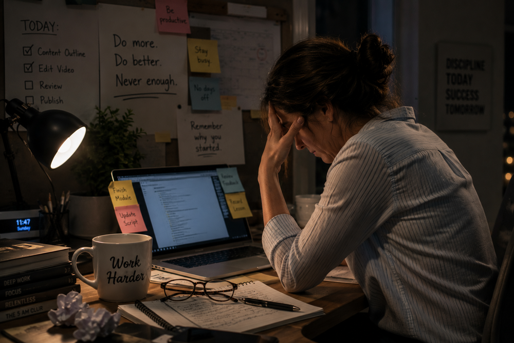 Female at computer and desk