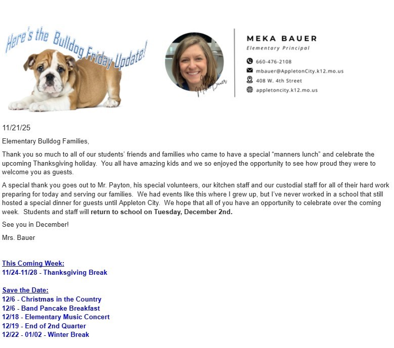 Bulldog Friday Update 11/21/25