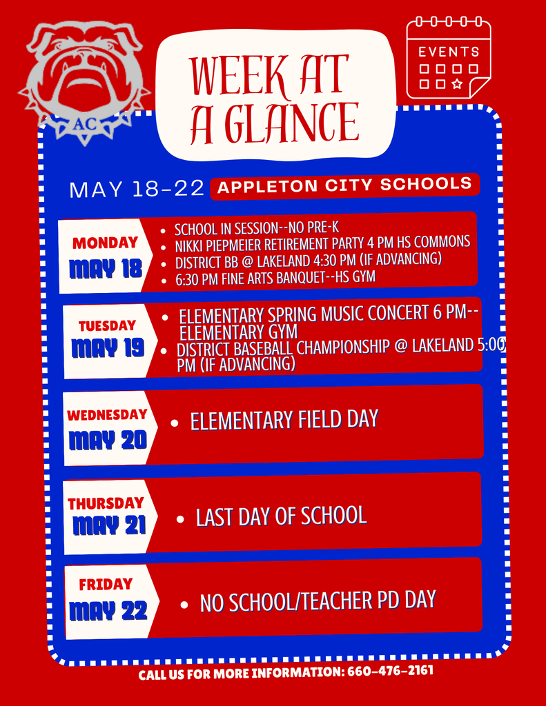 May 18-22 Activity Schedule