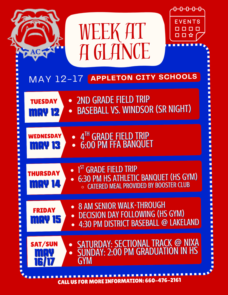 May 12-17 Activity Schedule